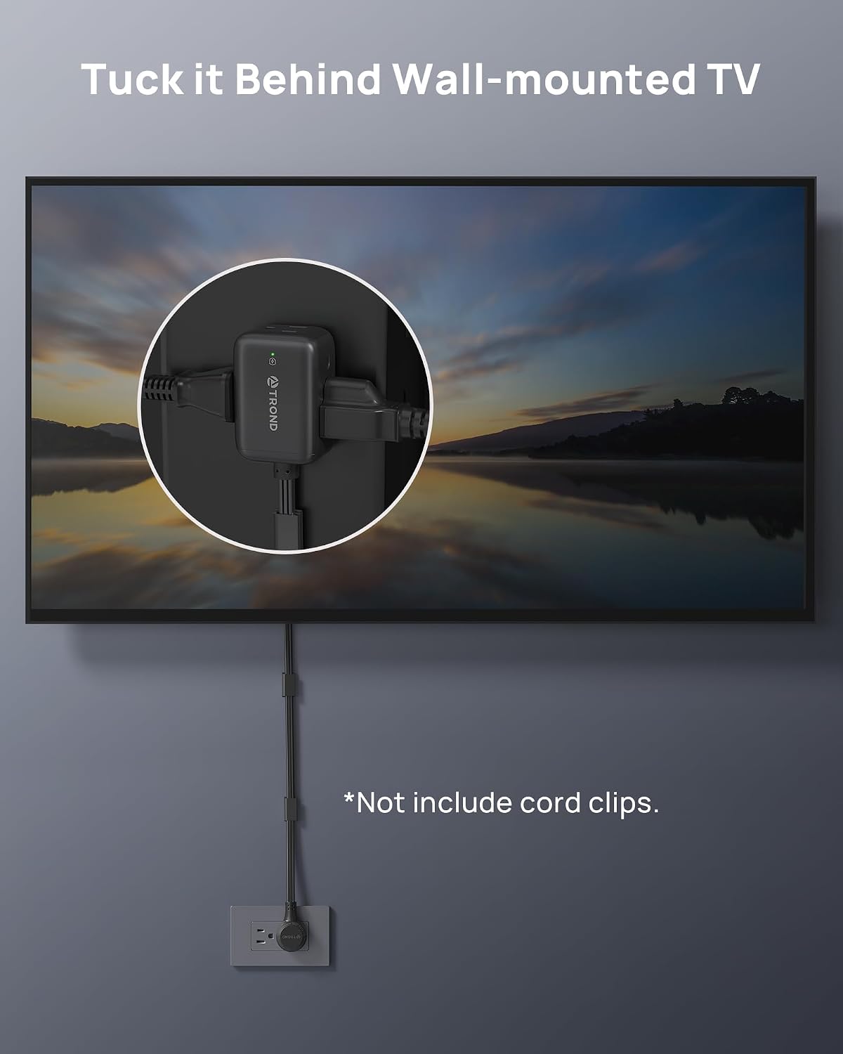 TROND 360 Rotating Flat Plug Extension Surge Protector 6 ft, 3 AC, Black