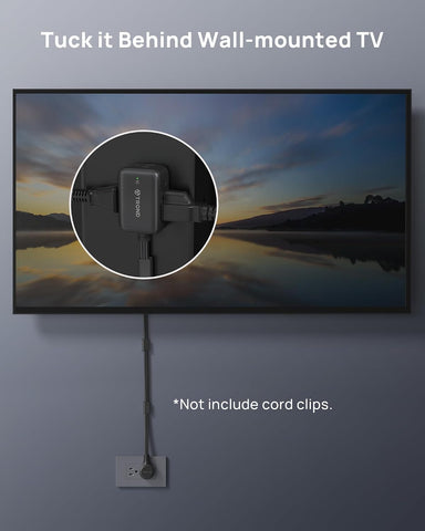 TROND 360 Rotating Flat Plug Extension Surge Protector 6 ft, 3 AC, Black