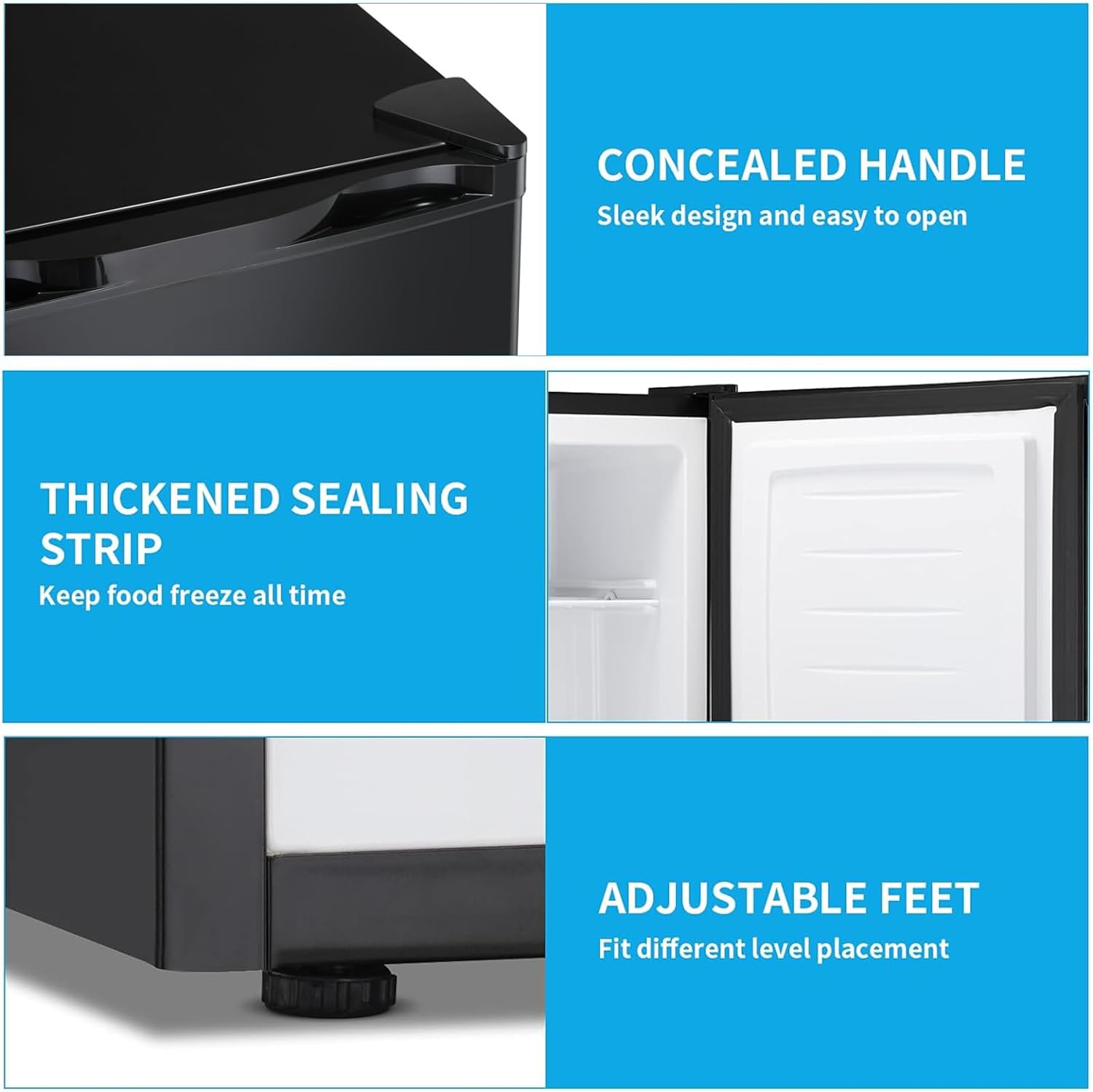 2.1 Cu.ft Small Upright Freezer, Mini Freezer, Black