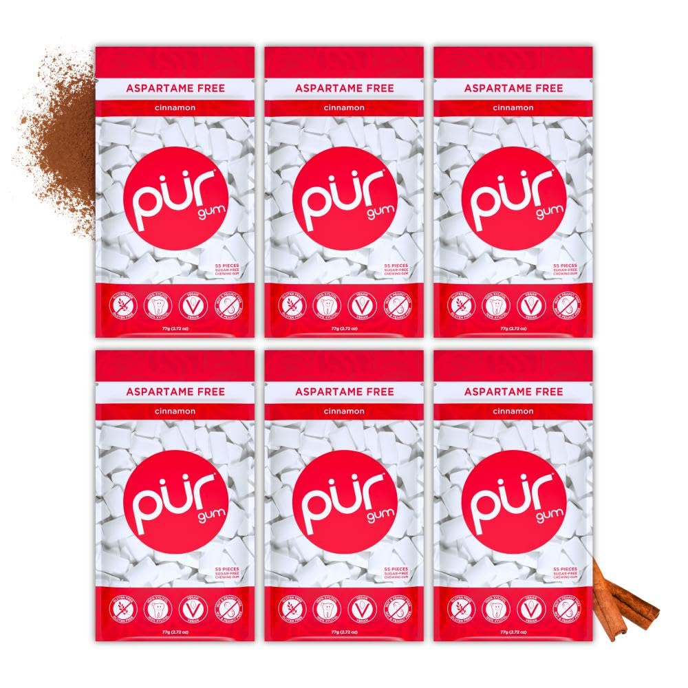 PUR Gum, Cinnamon, Xylitol Gum, No Artificial Flavor, 330 Count (6x55)