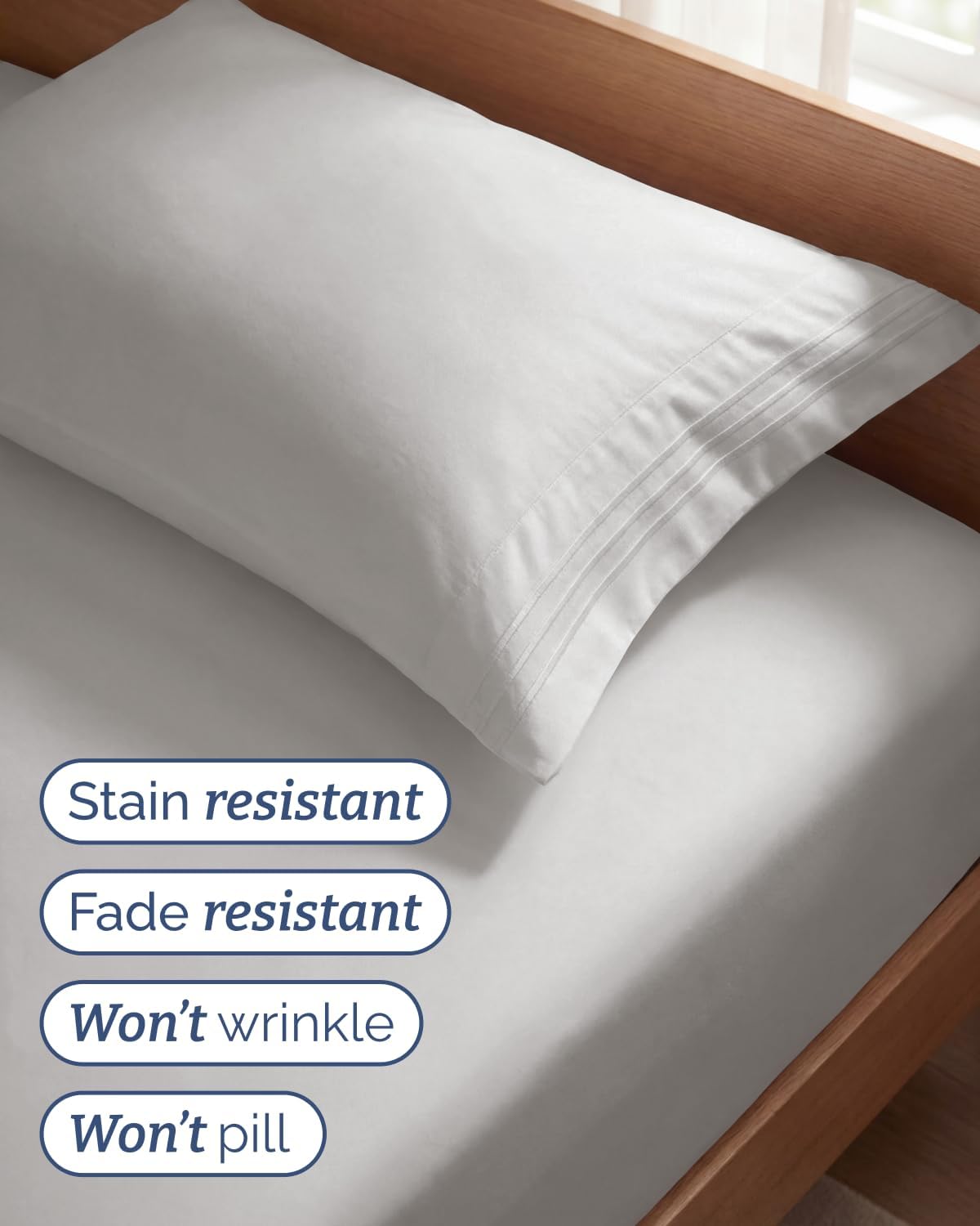 Twin Size 3 Piece Sheet Set - Breathable & Cooling Sheets - French Grey