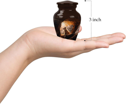 Wolf Small Urns for Human Ashes Male -Cremation Urn for Ashes Adult Female