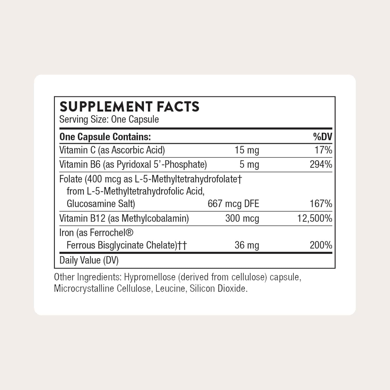 THORNE Advanced Iron Complex, Chelated Iron Supplement, 60 Capsules