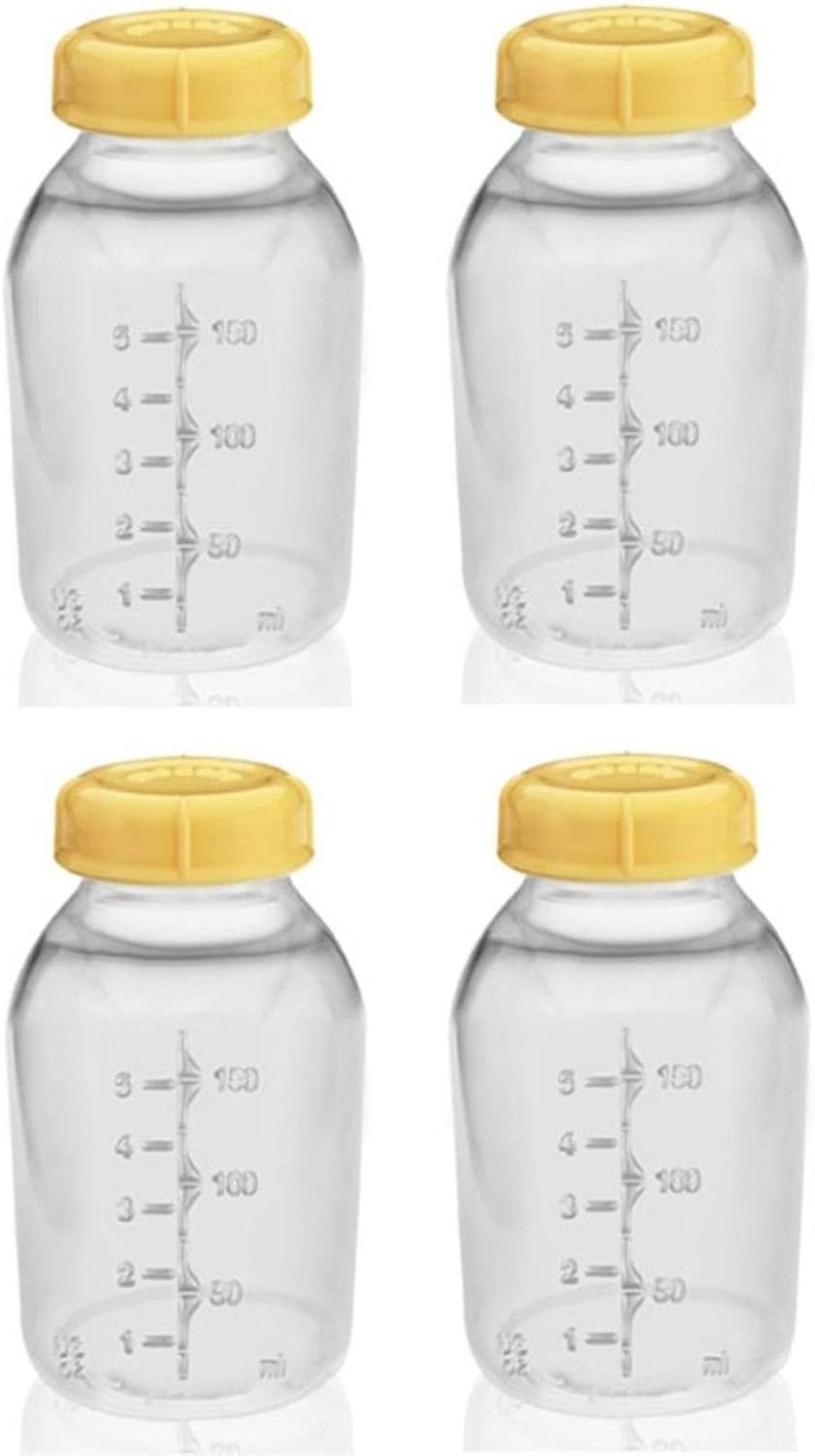 Medela Breast Milk Collection Storage Feeding Bottle w/Lid 5 Oz/ 150 Ml X4