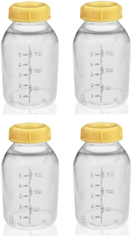 Medela Breast Milk Collection Storage Feeding Bottle w/Lid 5 Oz/ 150 Ml X4