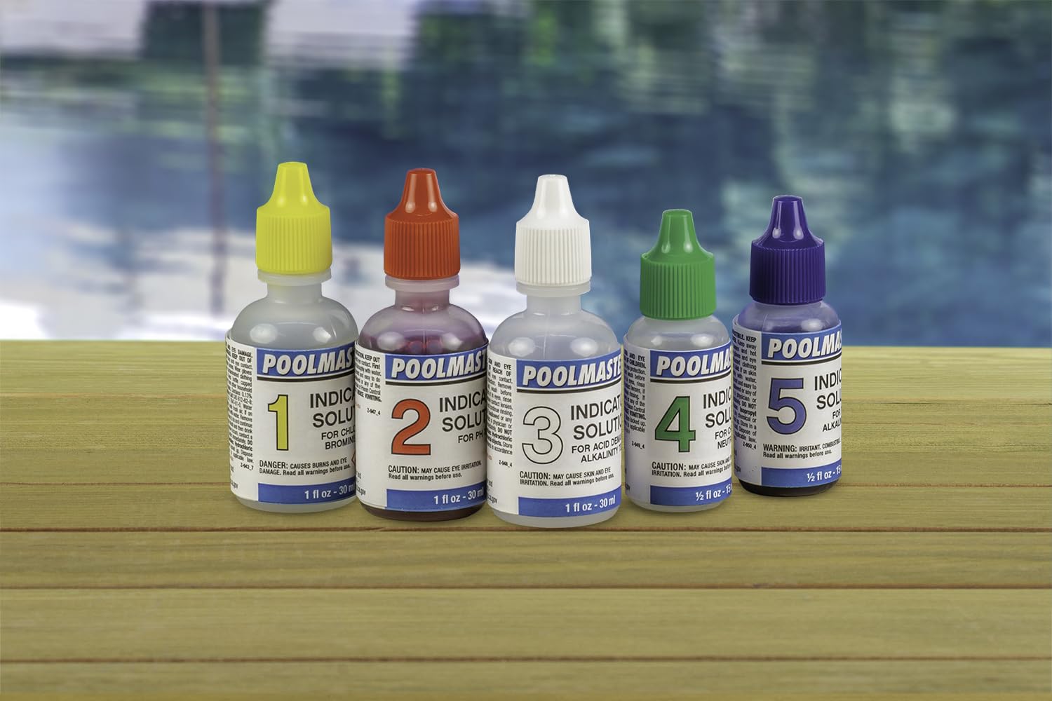 Poolmaster 23227 Replacement Indicator Solutions #1 - #5 For Spa or Swimming Pool Water Testing, Neutral, Small