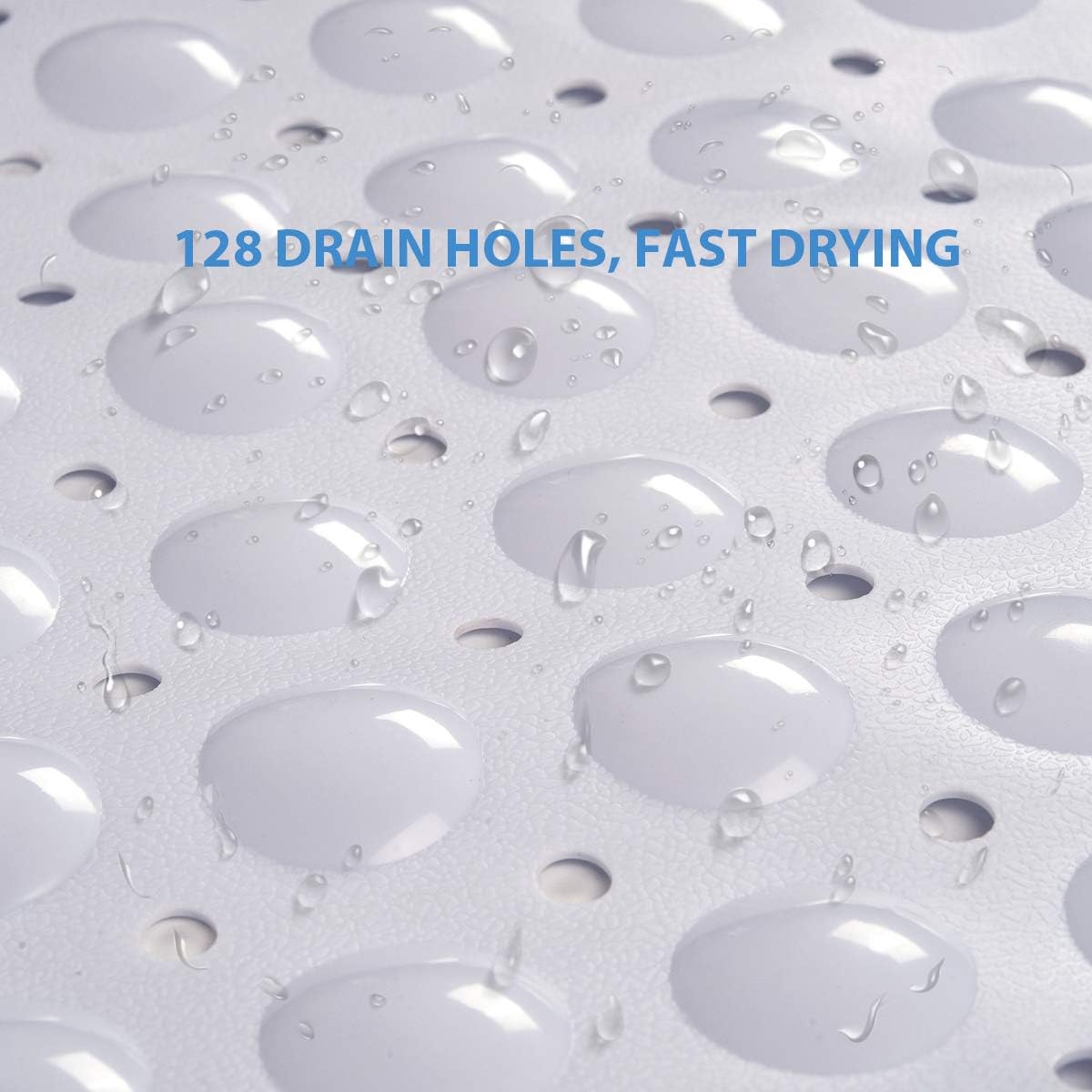 AmazerBath Bath Tub Mat, Medium Size 27.6 x 15 Inches Non-Slip Shower Mats with Suction Cups and Drain Holes, Bathtub Mats Bathroom Mats Machine Washable (White)
