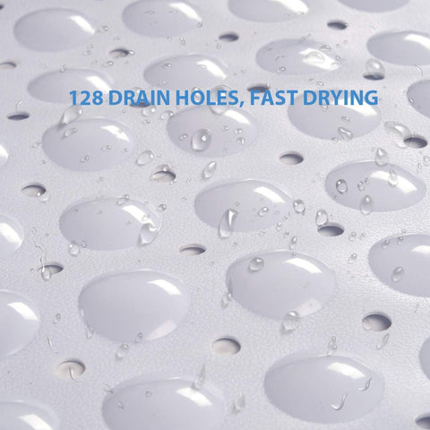 AmazerBath Bath Tub Mat, Medium Size 27.6 x 15 Inches Non-Slip Shower Mats with Suction Cups and Drain Holes, Bathtub Mats Bathroom Mats Machine Washable (White)