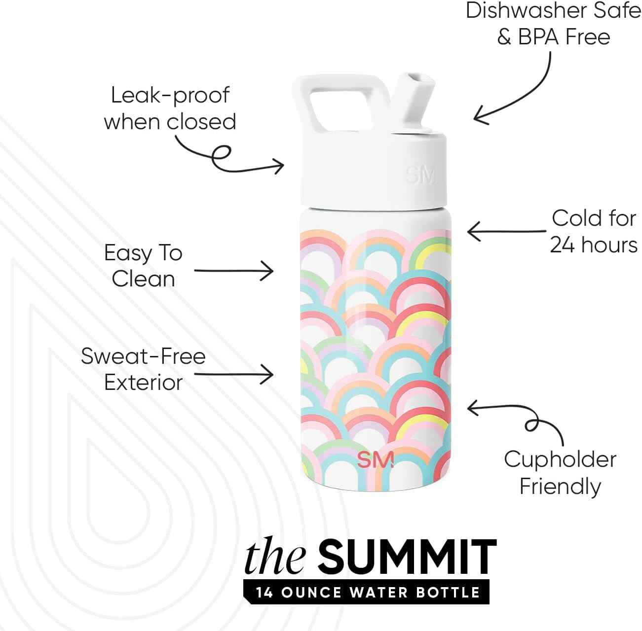Simple Modern Kids Water Bottle & Toddler Cup | 14oz | Rainbows