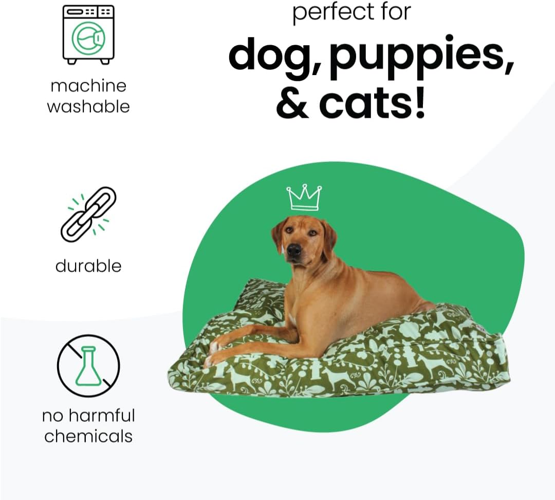 Molly Mutt Light Green Dog Bed Cover, Non-Toxic & 100% Cotton, 27"x36"x5"