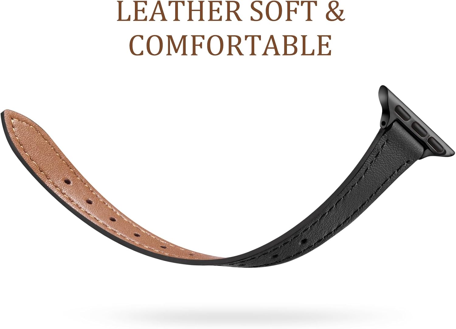 Charlam Slim Leather Band Compatible with Apple Watch Bands for Women 40mm 38mm 41mm 42mm 44mm 45mm 46mm, Top Grain Genuine Leather Strap Thin Wristband for iWatch Series 11 10 SE 9 8 7 6 5 4 3 2 1