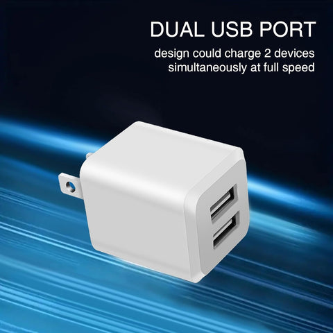 USB Wall Charger, Dual Port Cube Power Adapter Charger Plug Block Charging Box