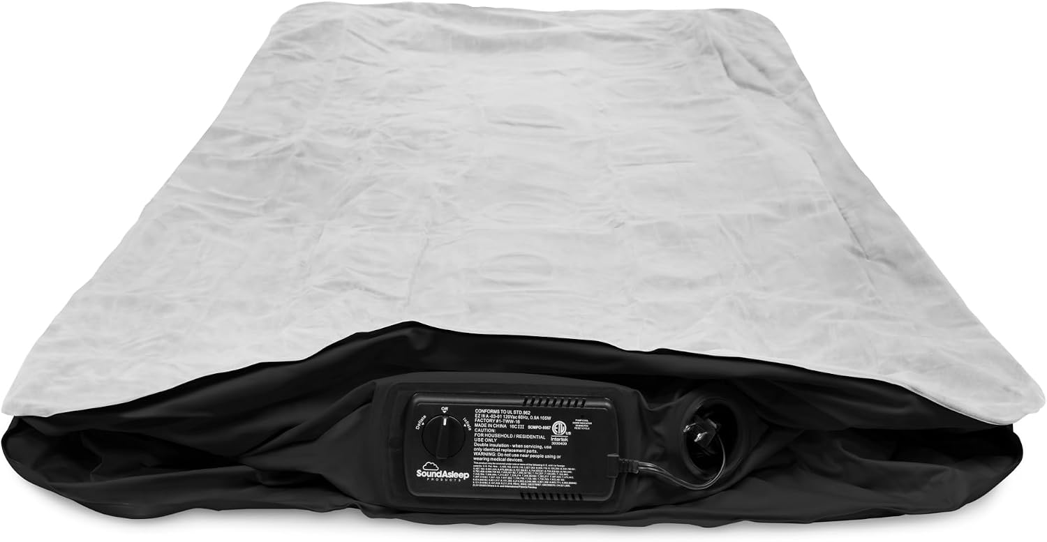 SoundAsleep Products Dream Series Luxury Air Mattress, ComfortCoil Technology, Built-in High Capacity Pump for Home, Camping- Double Height, Adjustable, Inflatable Blow Up, Portable - Twin Size