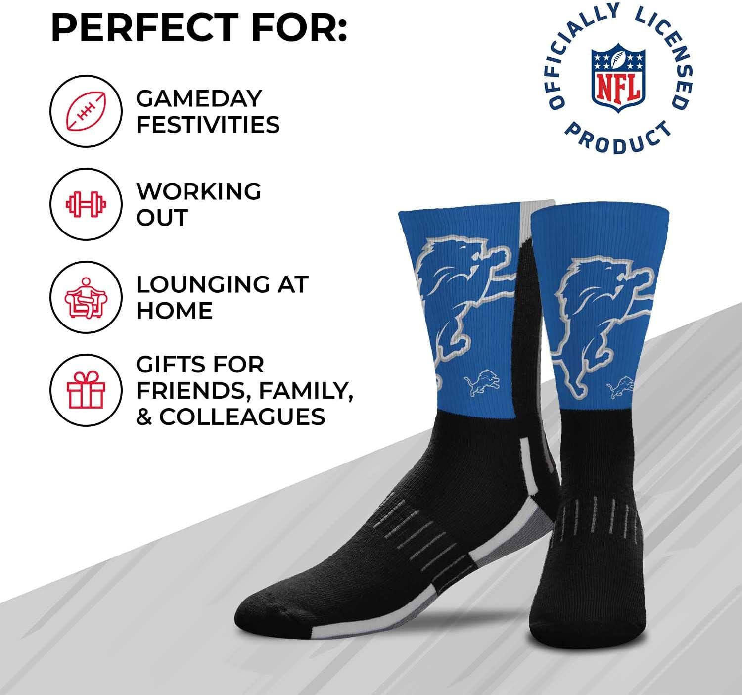 NFL Adult Curve Socks - Game Day Apparel - Machine Washable - Warm & Cold Weather - Comfort and Style for Men &Women