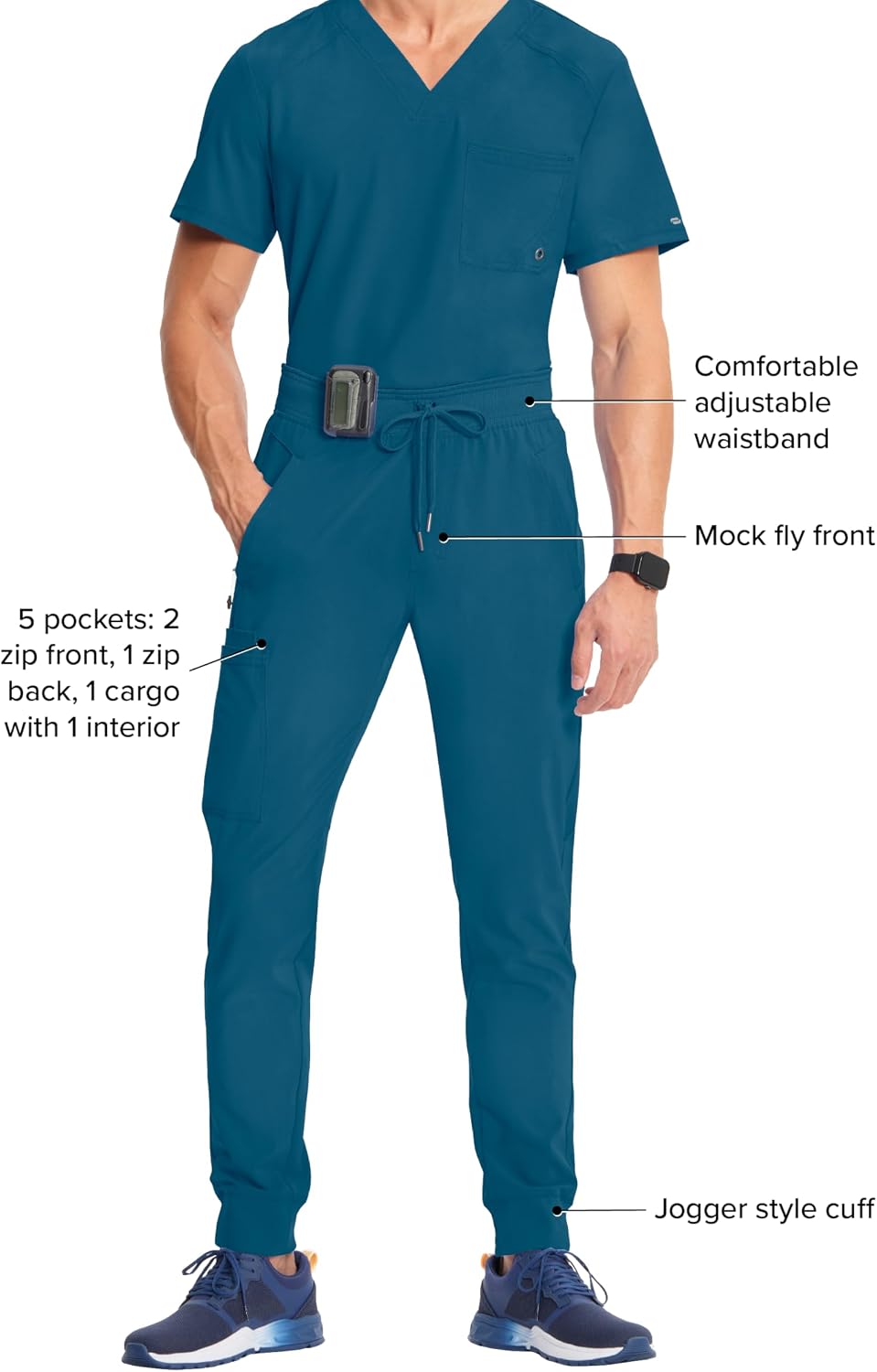 Cherokee Infinity Jogger Scrub Pants for Mens Mid Rise 360° Stretch