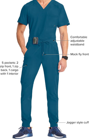 Cherokee Infinity Jogger Scrub Pants for Mens Mid Rise 360° Stretch