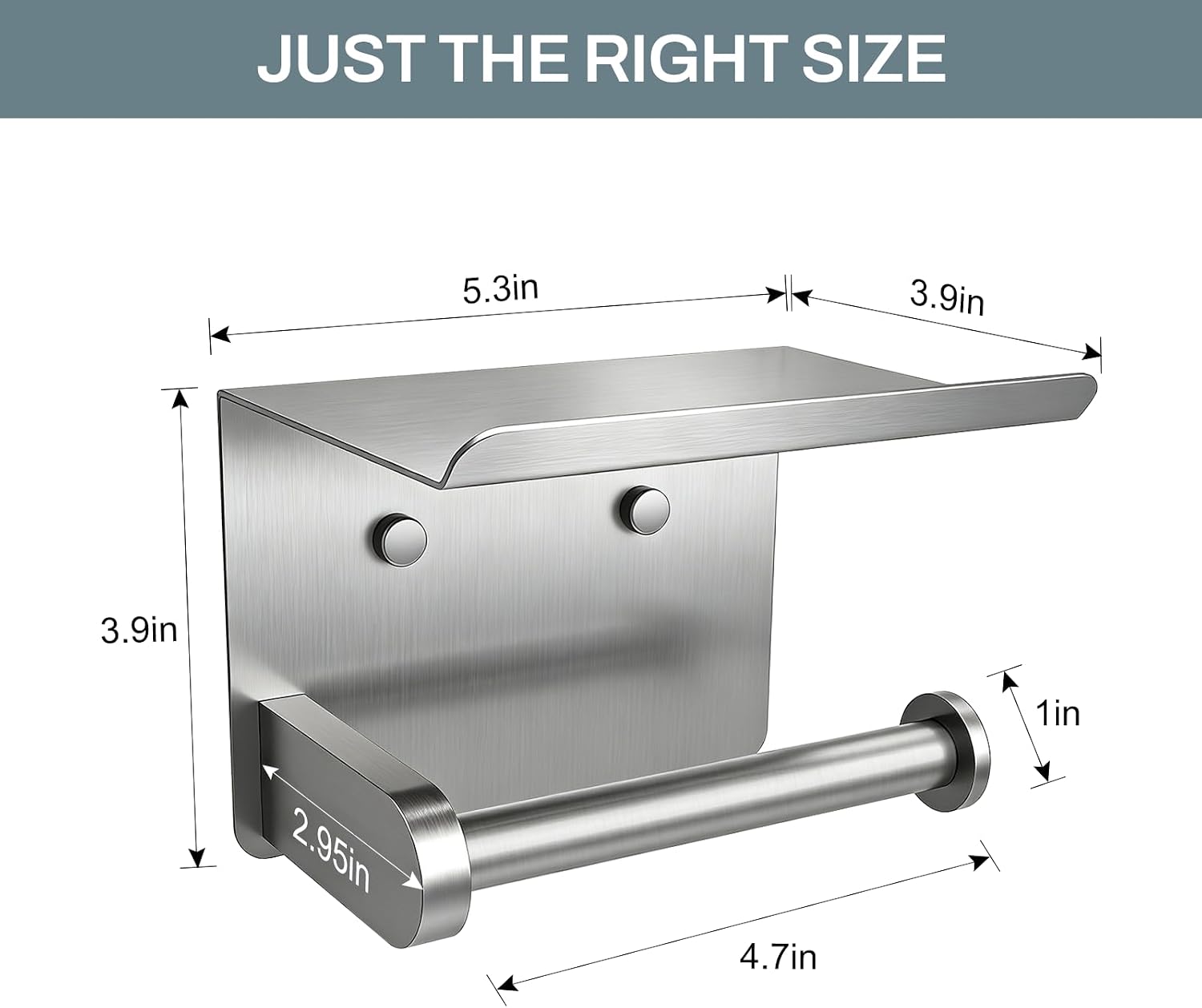 SetSail Toilet Paper Holder with Shelf Adhesive or Screw-in Brushed Nickel