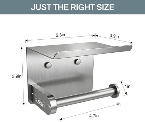 SetSail Toilet Paper Holder with Shelf Adhesive or Screw-in Brushed Nickel