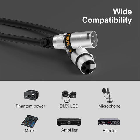 EBXYA XLR Cable 2ft 2 Pack - Mic Cables Balanced DMX Cable Male to Female