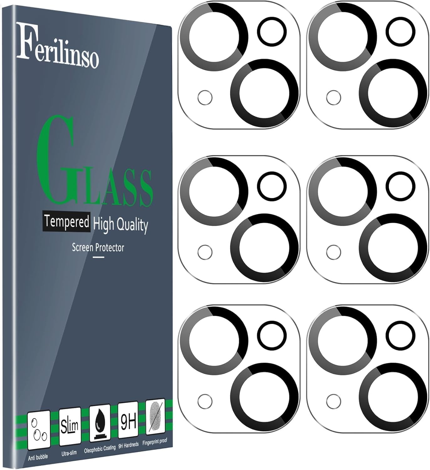 Ferilinso Camera Lens Protector for iPhone 14/15/14 Plus/15 Plus/13/13 Mini
