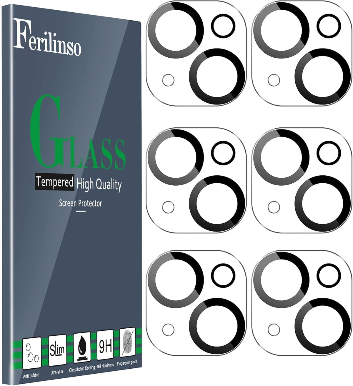 Ferilinso Camera Lens Protector for iPhone 14/15/14 Plus/15 Plus/13/13 Mini