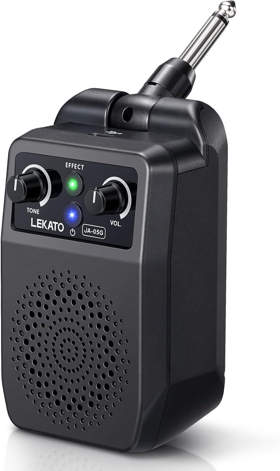 LEKATO Mini Electric Guitar Amp 5W, Portable Guitar Amp Bluetooth with Built-in 4 Effects, Clean Distortion Overdrive Reverb, Rechargeable Small Amplifier for Practice, Black (JA-05G)