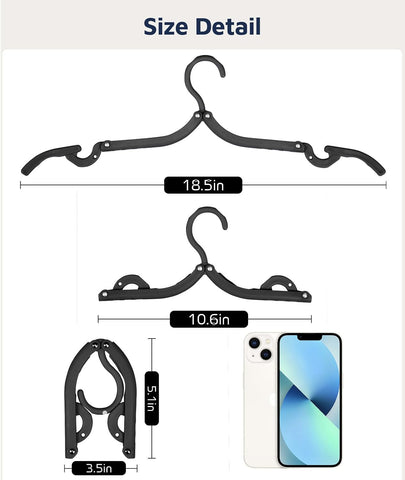 10 Pcs Travel Hangers, Cruise Ship Essentials Foldable Hangers Plastic Travel Essentials, Portable Cruises Must Haves 2026 for Skirt, Suitcase, RV Camping Airplane Europe Vacation Essential, Black