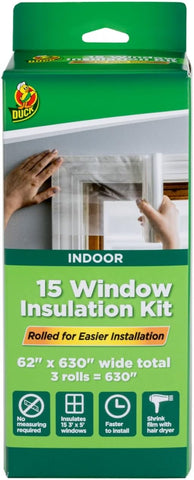 Duck Brand Window Insulation Kit 62 in x 630 in, Fits up to 15 Windows