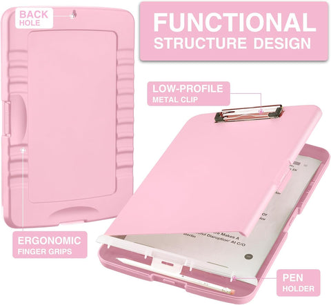 Sooez Clipboards with Storage, High Capacity Clip Boards 8.5x11 with Storage, Heavy Duty Nursing Clipboard Folder, Plastic Clipboard with Pen Holder for Women Teachers Work, School & Office Supplies