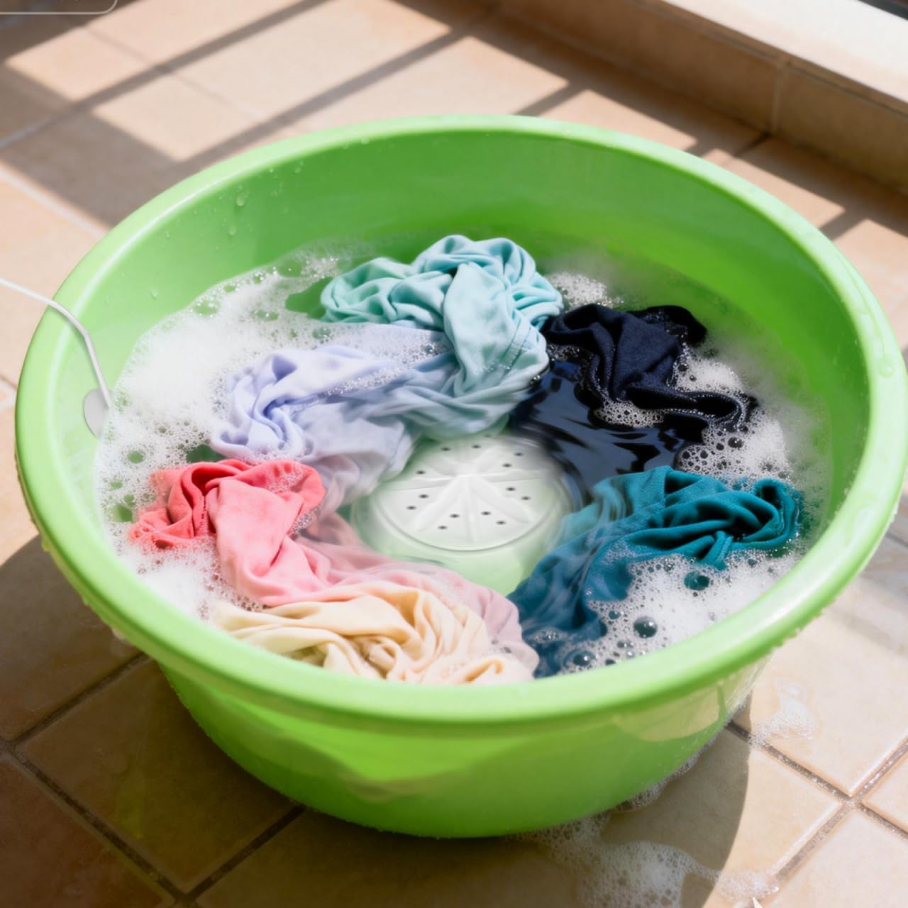 1Pc Portable Mini Turbo Washing Machine for House and Travel USB Powered Ultrasonic Agitator Washer Small Portable Washer Bucket for Underwear and Socks