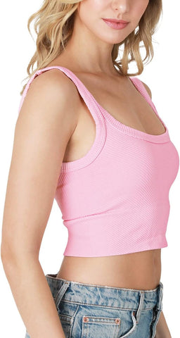NIKIBIKI Women Seamless Chevron Ribbed Crop Top, Made in U.S.A