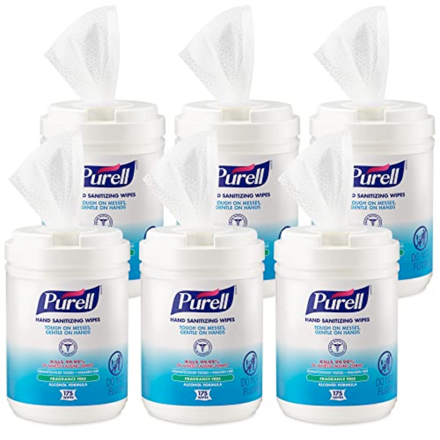 Purell Hand Sanitizing Wipes, Alcohol Formula 6pk x175ct 9031-06