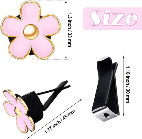 Frienda 6 Pcs Daisy Vent Clips for Car, 3/3.3 cm, Red, Pink, White