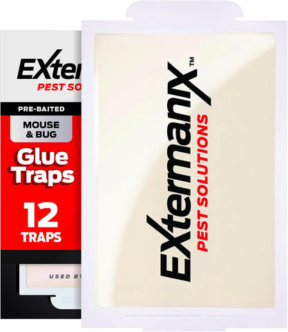 Glue Traps for Mice & Bugs – Safe Around Children & Pets – Strong Adhesive Glue for Bugs, Insects & Cockroaches – Easy to Use & Clean – Sticky Glue Traps for Indoor Use (12 Pack)