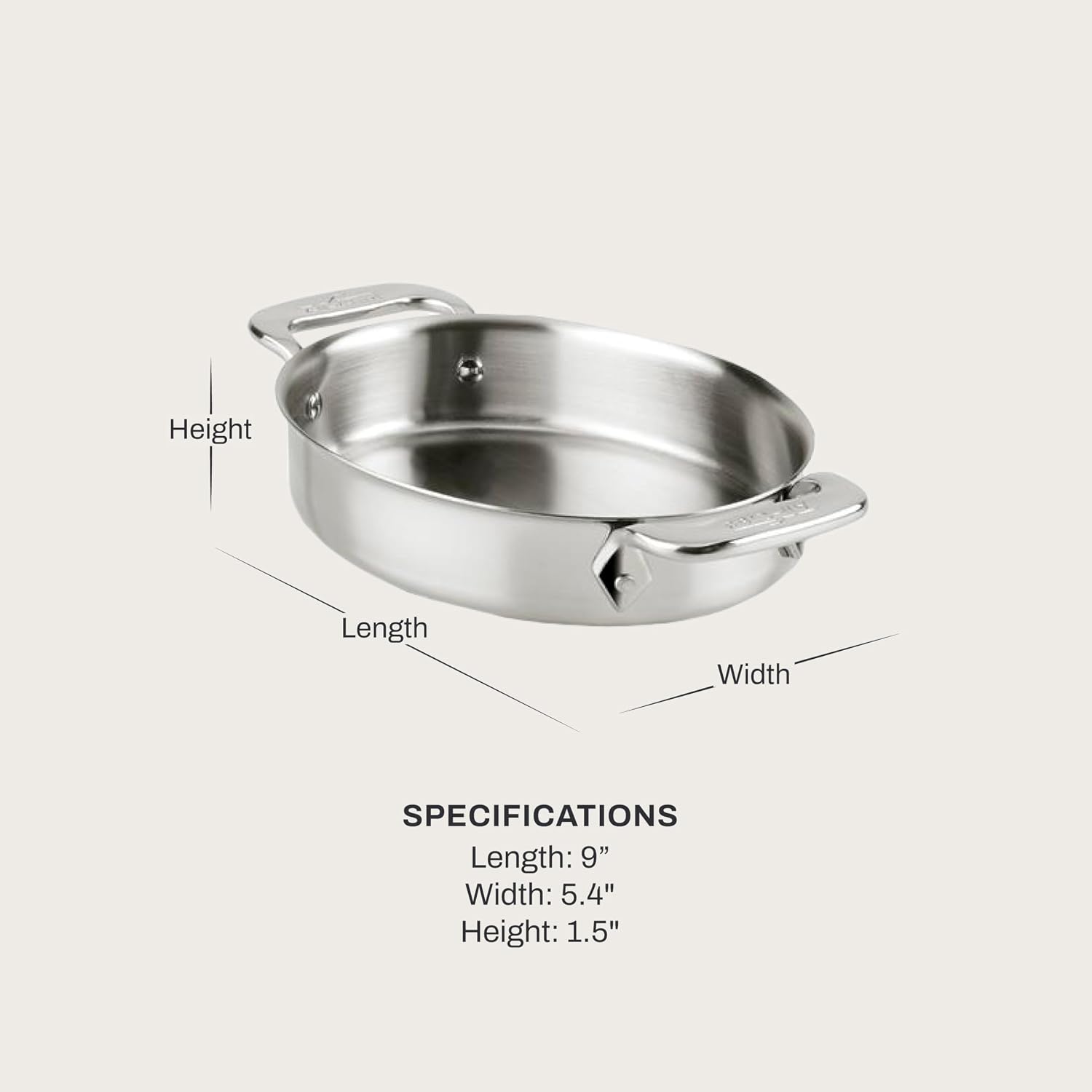 All-Clad Specialty Stainless Steel Oval Bakeware Set 2 Piece Induction Pots and Pans Silver