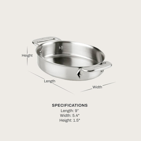 All-Clad Specialty Stainless Steel Oval Bakeware Set 2 Piece Induction Pots and Pans Silver