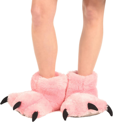 Lazy One Animal Paw Slippers for Kids and Adults, Cozy Furry Slippers