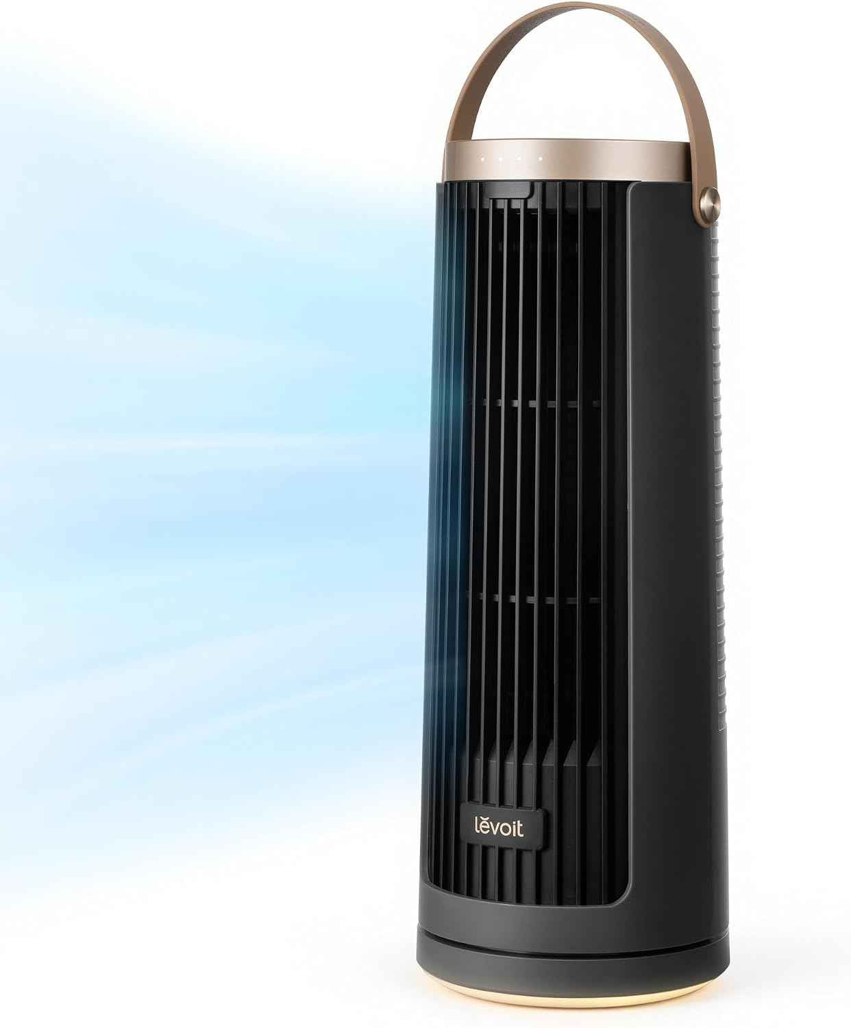 Levoit Windi Mini Pro Tower Fan for Bedroom, Portable Rechargeable Desk Fan