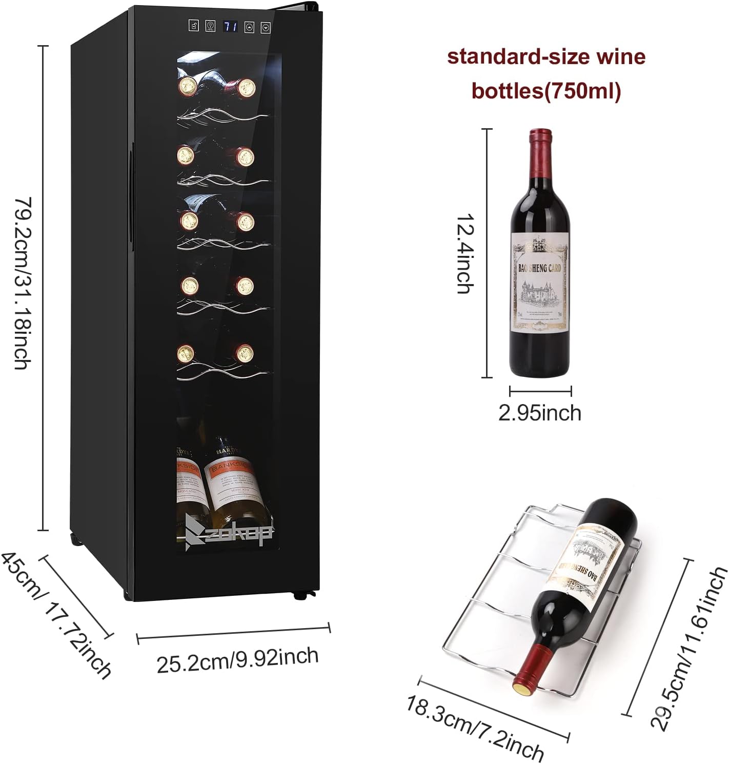 Winado 12 Bottle Compressor Wine Cooler Refrigerator