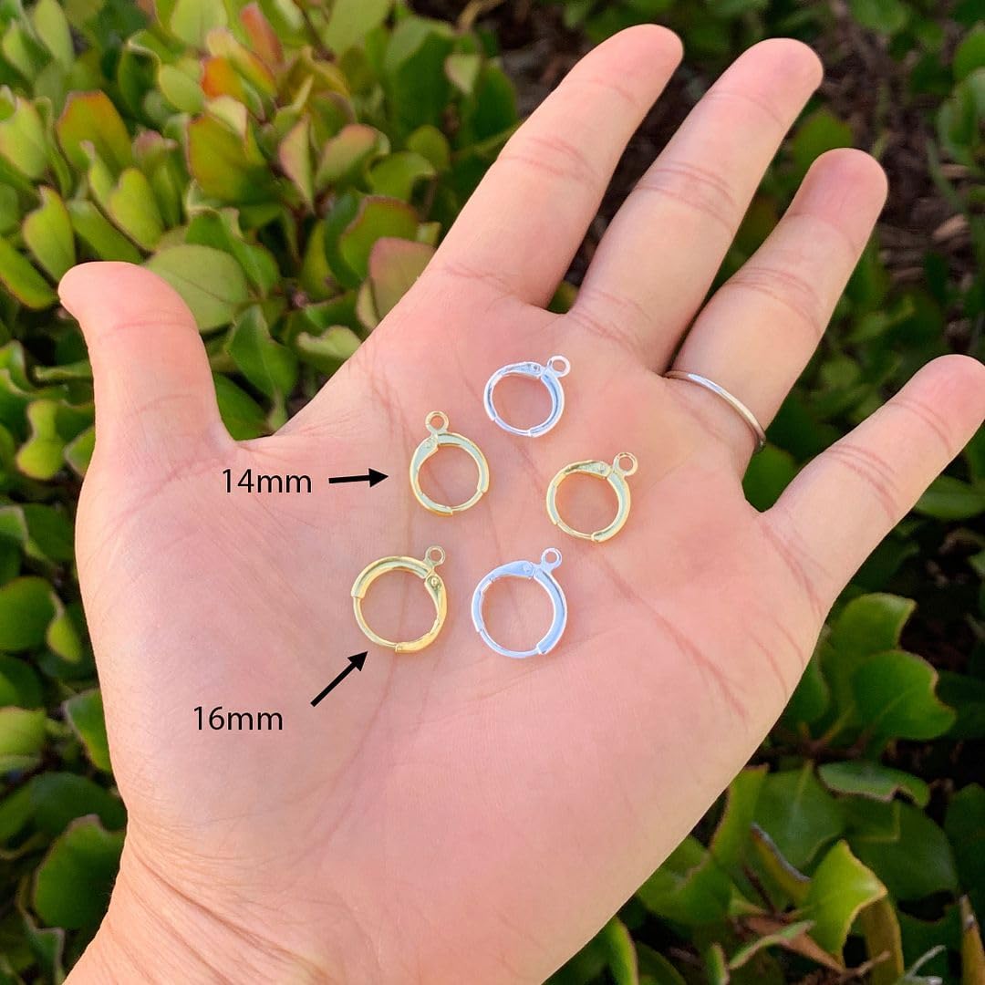 100pcs Adabele Tarnish Resistant Gold Round Huggie Earring Hooks 16mm