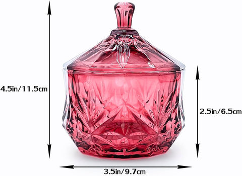 Glass Candy Cookie Jar,Small Crystal Chrismas Candy Dish with Lid,Dark Feminine Decor,Vanity Bathroom Organizer(Magenta)