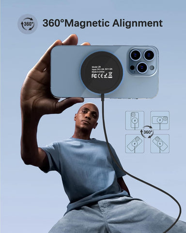 Magnetic Wireless Charger Fast Apple Mag-Safe Charger for iPhone 15 Pro Max/15 Pro/15/15 Plus/14/13/12 Series AirPods 3/2/Pro/Pro 2 LED Magnet Charging Pad Mag Safe Charger with Dual Charging Ports