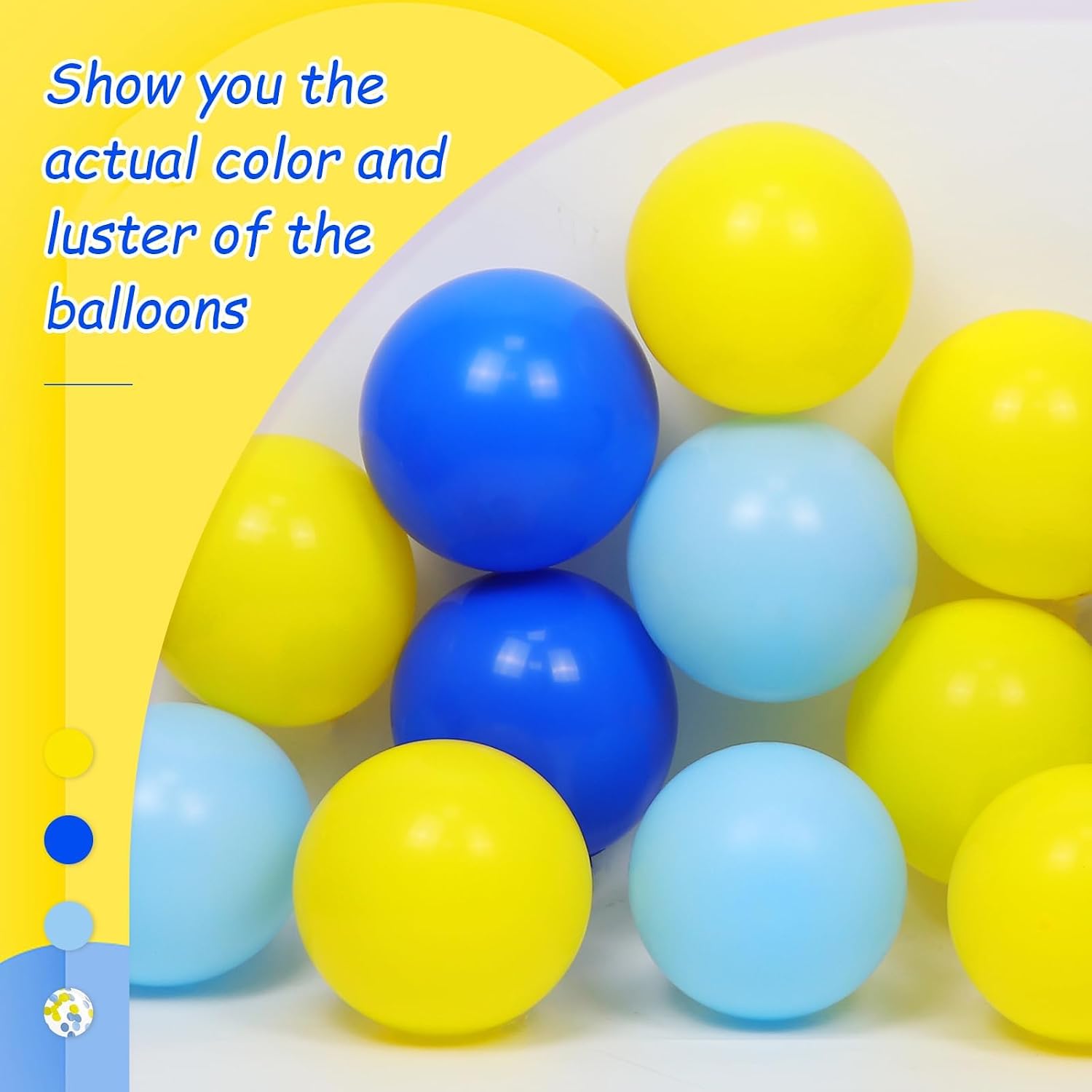 60pcs 12inch Blue and Yellow Balloons with Blue Yellow Confetti Balloons
