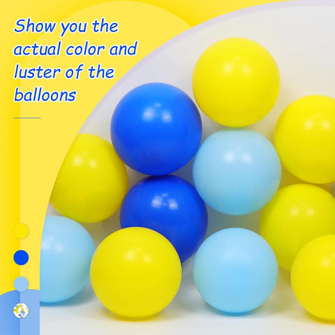 60pcs 12inch Blue and Yellow Balloons with Blue Yellow Confetti Balloons