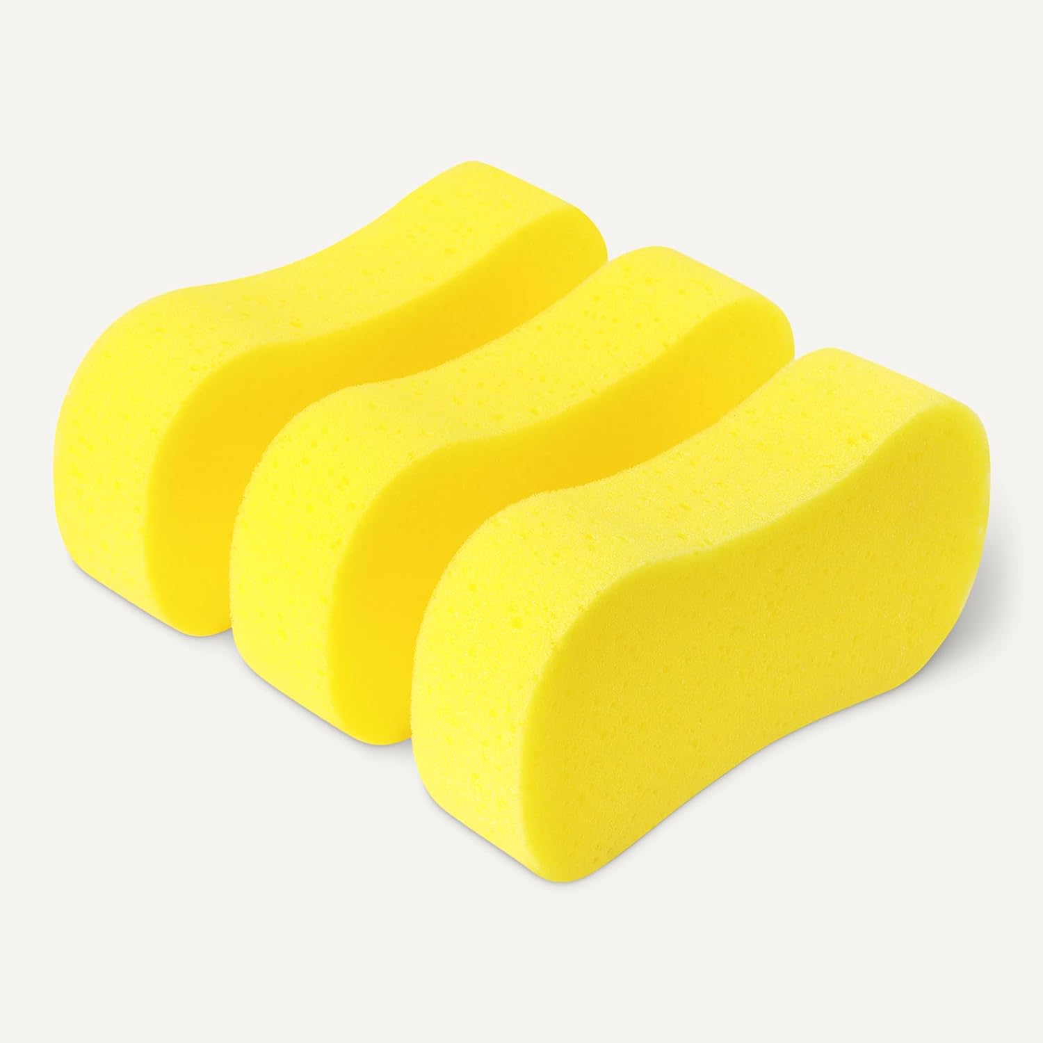 Amazon Basics Jumbo Sponges for Car Cleaning, Bodywork & Windows, Large, Yellow, Pack of 3