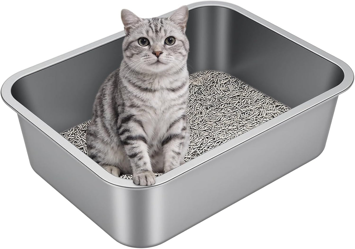 Stainless Steel High Sided Cat Litter Box