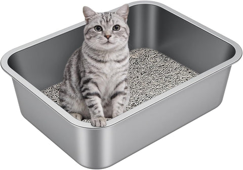 Stainless Steel High Sided Cat Litter Box