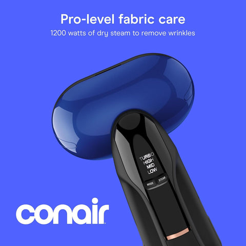 Conair 2-in-1 Handheld Steamer and Iron for Clothes, Turbo ExtremeSteam 1875W Garment Steamer and Clothing Iron,Black / Blue