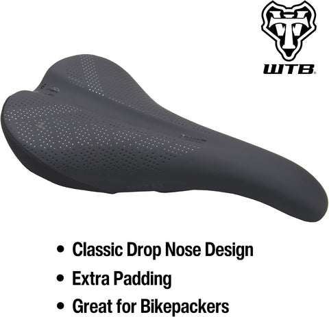 WTB Pure Mountain Bike Seat (Saddle) - Thick All-Day Comfort Padding (2 Rail Options)