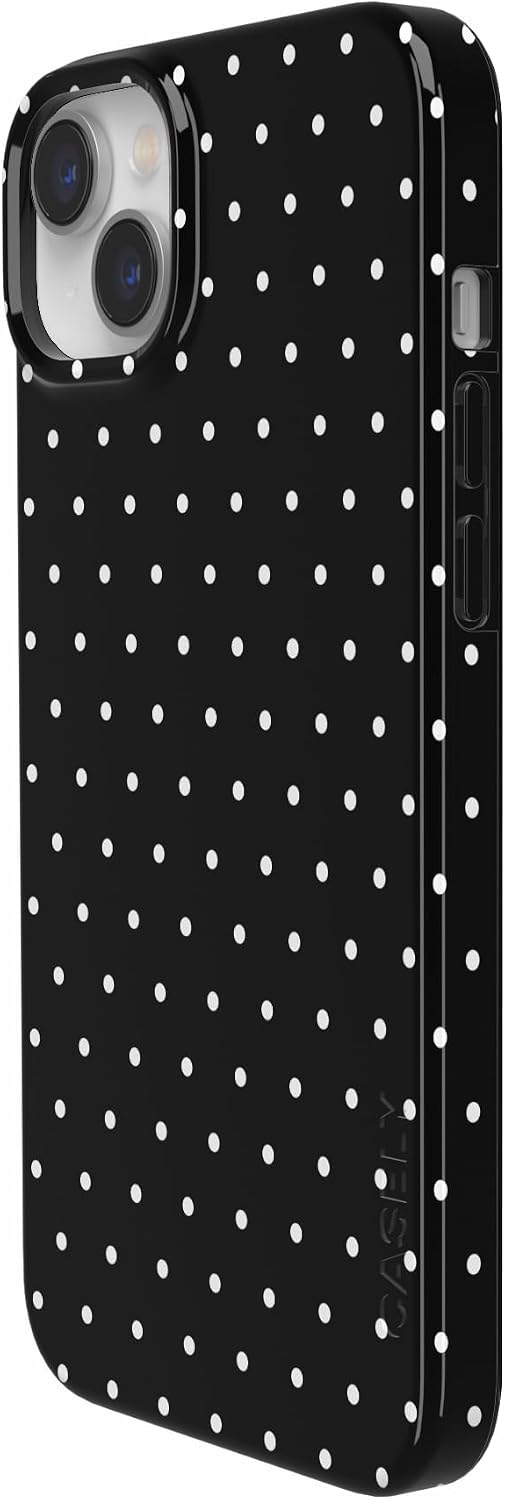 Casely iPhone 14 Plus Case | On the Dot | Black Polka Dot | Compatible with MagSafe | Classic Ultra Slim Design
